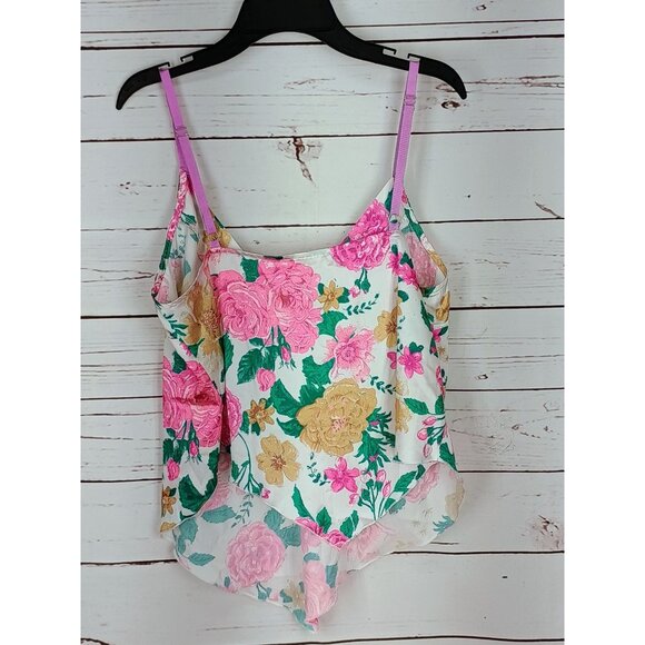 FREE‎ PEOPLE Intimately Handkerchief Hem Floral Satin Cami Tank Sz Small NWOT - Picture 2 of 10